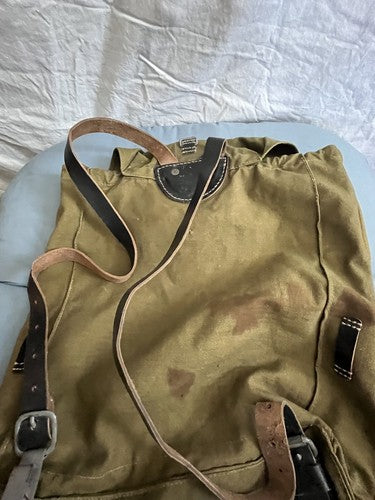 WW2 German Wehrmacht 1941 Olive Canvas Rucksack Backpack Maker Marked DAK Africa - Image 7