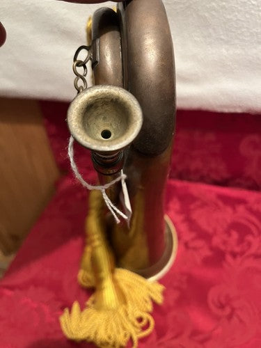 WW2 German Cavalry Copper Brass Bugle Golden Yellow Tassels Mouthpiece Original - Image 8