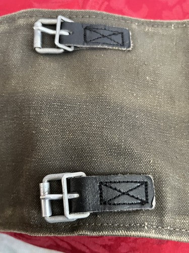 WW2 German Wehrmacht 1942 Low Boot Gaiters Leggings Canvas Leather Aluminum Pair - Image 7