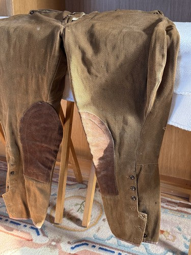 1930s German Wehrmacht Breeches Brown Twill Jodhpurs Suede Knees Size 34 Hunting - Image 3