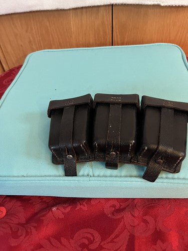 WW2 German Wehrmacht K98 Mauser Ammo Pouch Black Leather RBNr 0486/0007 Pebbled - Image 6