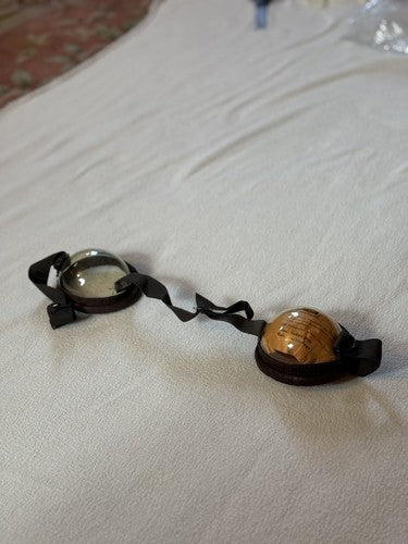 German WW2 Cavalry Horse Dust Goggles Gas Mask Padded Leather Unissued NOS Rare