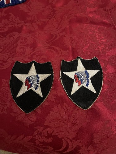 WW2 US 2nd Infantry Division Indian Head Sleeve Patches D-Day Battle of the