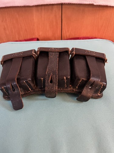 WW2 German Wehrmacht Black Leather K98 Mauser Ammo Pouch RB Nr O/0396/0027 - Image 2