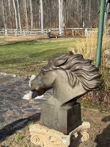 Vintage 1940s Cast Iron Large Horse Head Sculpture Greek Style Bust 38lb WWII - Image 9