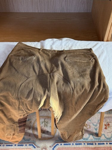 1930s German Wehrmacht Breeches Brown Twill Jodhpurs Suede Knees Size 34 Hunting - Image 6