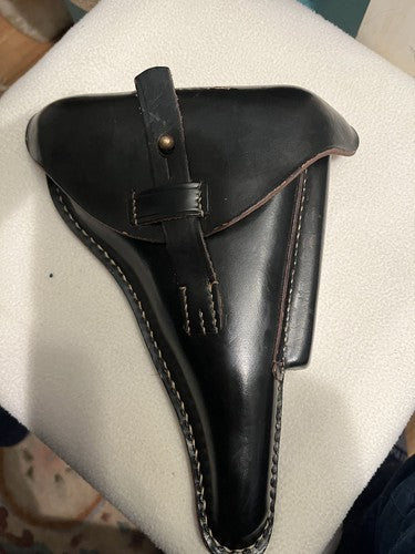 German WW2 P08 Black Luger Hardshell Early Replica Holster LOH Sohne Berlin