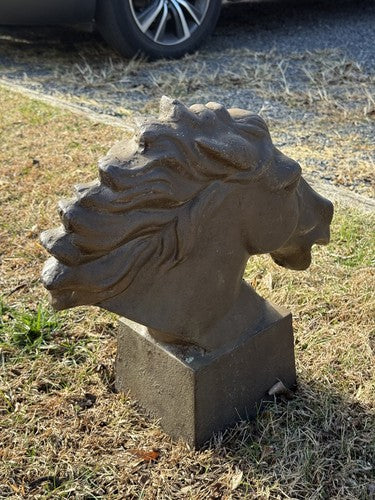 Vintage 1940s Cast Iron Large Horse Head Sculpture Greek Style Bust 38lb WWII - Image 3