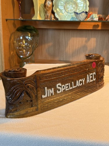 WW2 US Army Philippine Scouts Hand Carved Wood Desk Plaque Jim Spellacy AEC Mint - Image 2