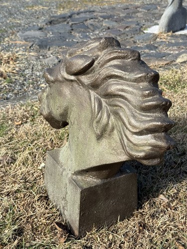 Vintage 1940s Cast Iron Large Horse Head Sculpture Greek Style Bust 38lb WWII - Image 4