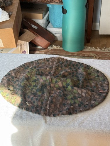 WW2 German Pea Dot 44 Camo HBT Helmet Cover Field Made Erbsenmuster Stamped - Image 6
