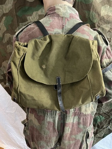 WW2 German Wehrmacht 1941 Olive Canvas Rucksack Backpack Maker Marked DAK Africa