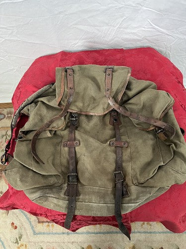WW2 German Wehrmacht M34 Heavy Canvas Rucksack Backpack ID 2-Strap 2-Pocket