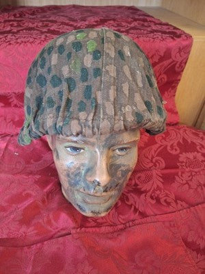 WW2 German Pea Dot 44 Camo HBT Helmet Cover Field Made Erbsenmuster Stamped
