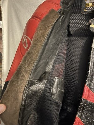 Fieldsheer Padded Red Leather Motorcycle Jacket European Style XL Size 52 Mens - Image 9