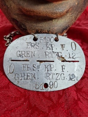 Authentic WW2 German aluminum dog tag company commander #5190