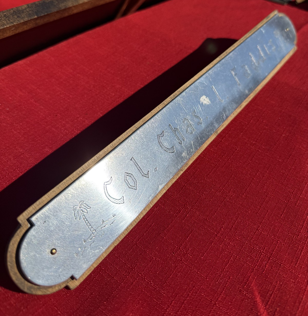 WW2 US Army Col Charles Faddis Mediterranean Infantry Desk Name Plaque PA WW1 - Image 3