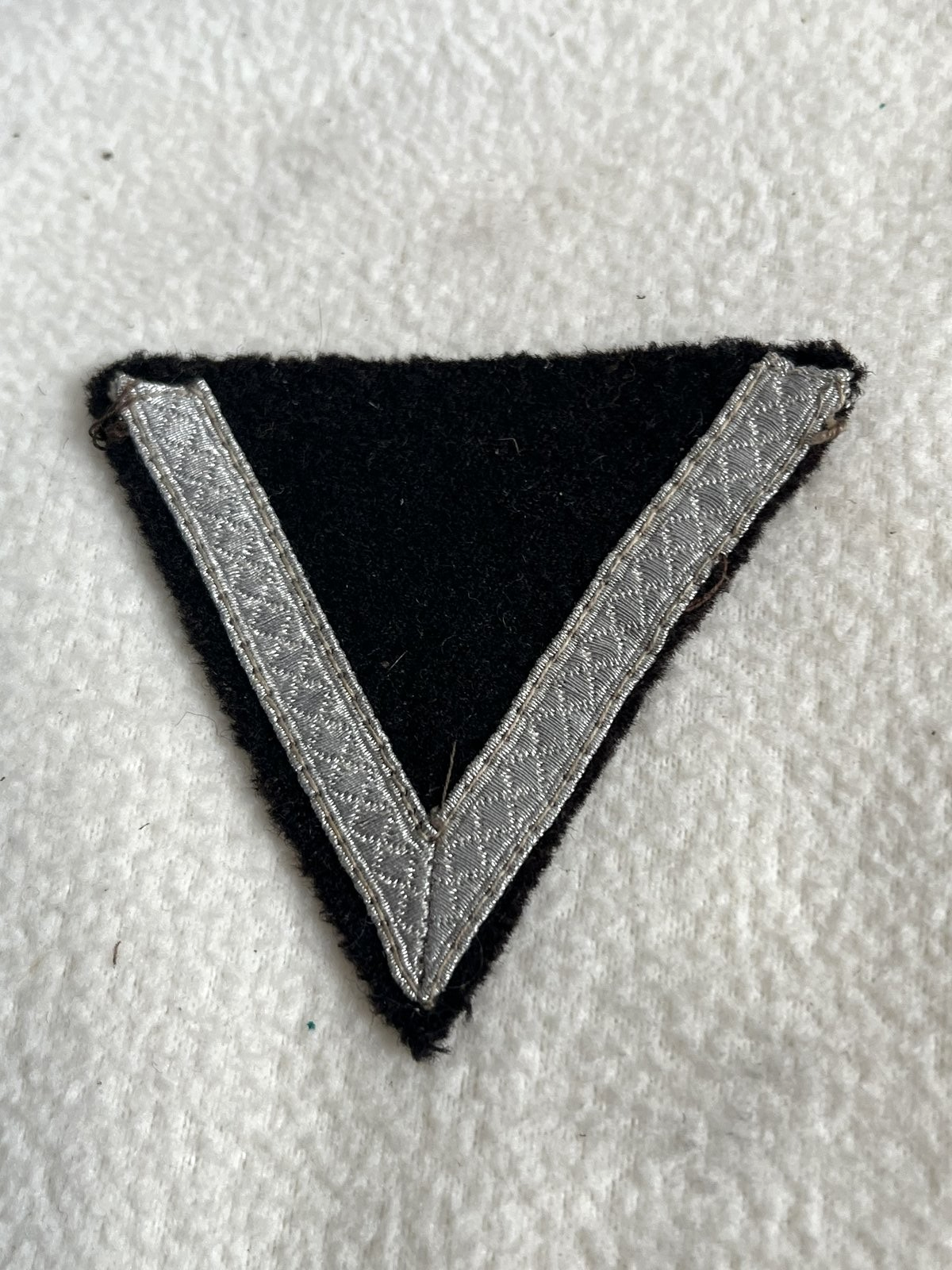 Original German WW2 Sturmmann Rank Patch Waffen Elite Black Wool M36 Silver Rank