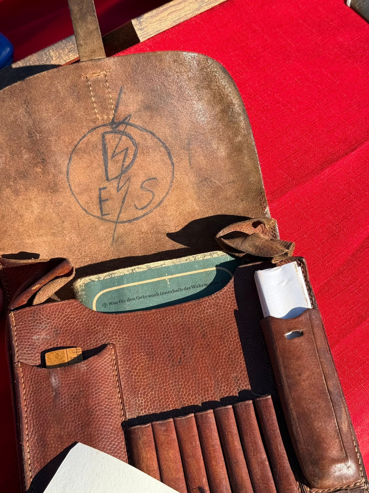 Mint Condition WW2 German Wehrmacht Officer's Map Case with 4'x4' Military Map - Image 6