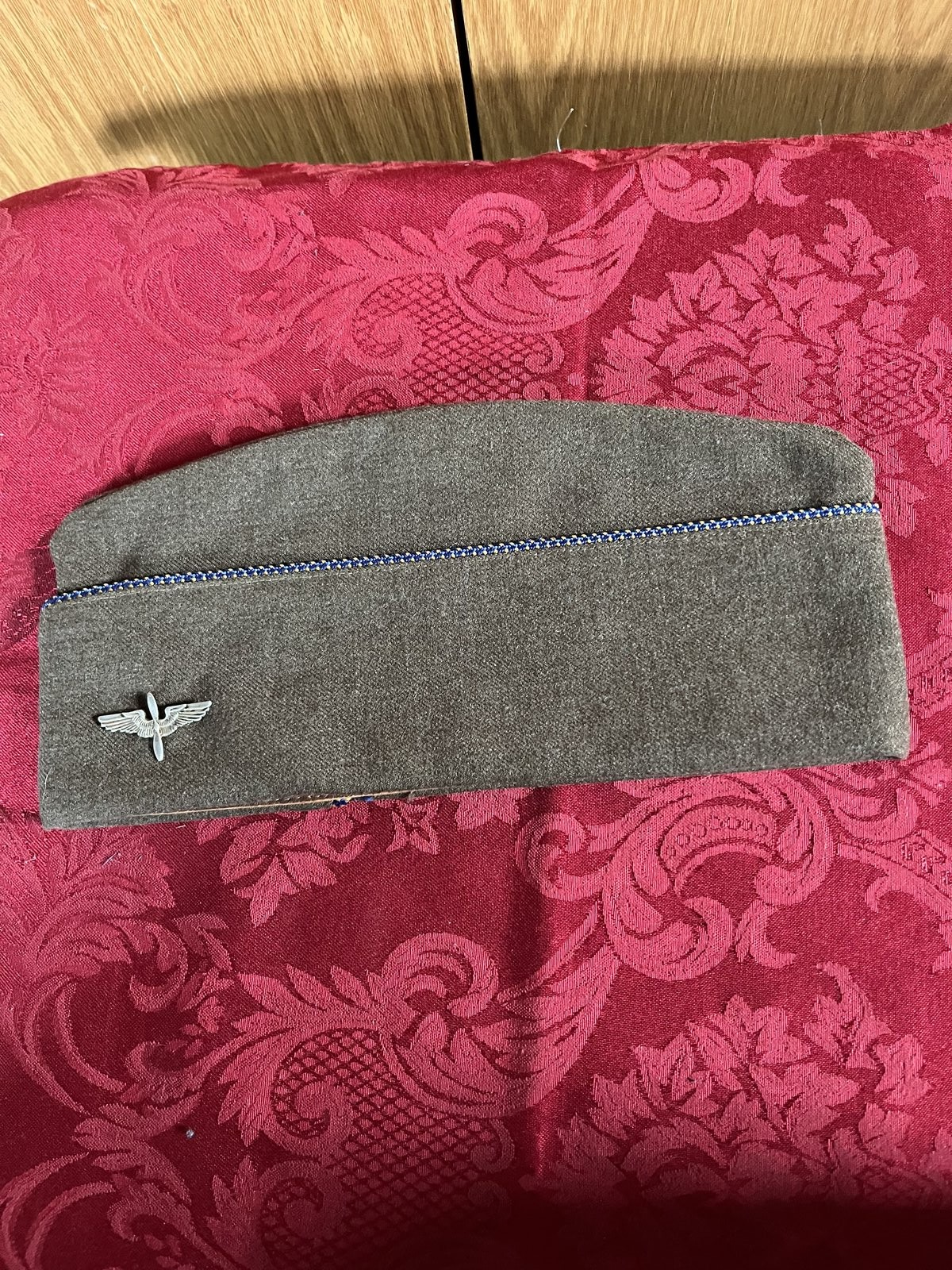 WW2 US Army Air Force AAF Officer Garrison Cap Sterling Wings Lewis Brown Wool 7 - Image 4