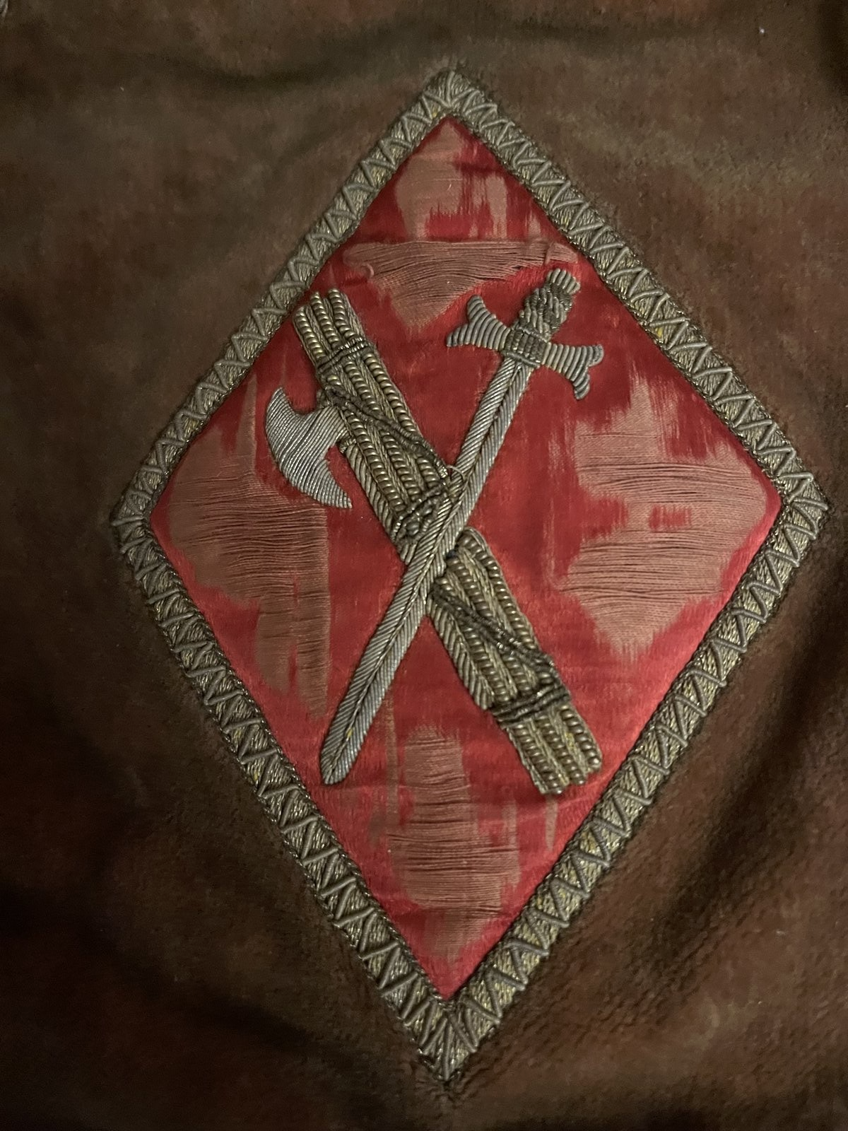 Mussolini Il Duce Trumpet Banner Guardia Pretoriana Personal Bodyguard Gold Silk - Image 3