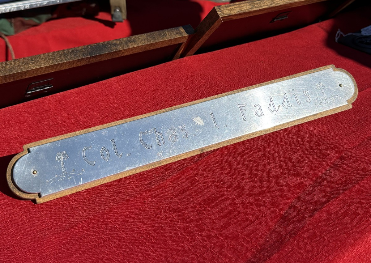 WW2 US Army Col Charles Faddis Mediterranean Infantry Desk Name Plaque PA WW1