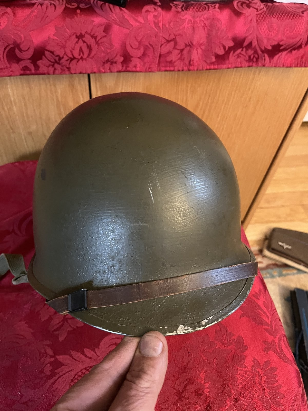 Original WW2 US GI Front Seam M1 Combat Helmet Swivel Bale Mint Liner Chin Strap