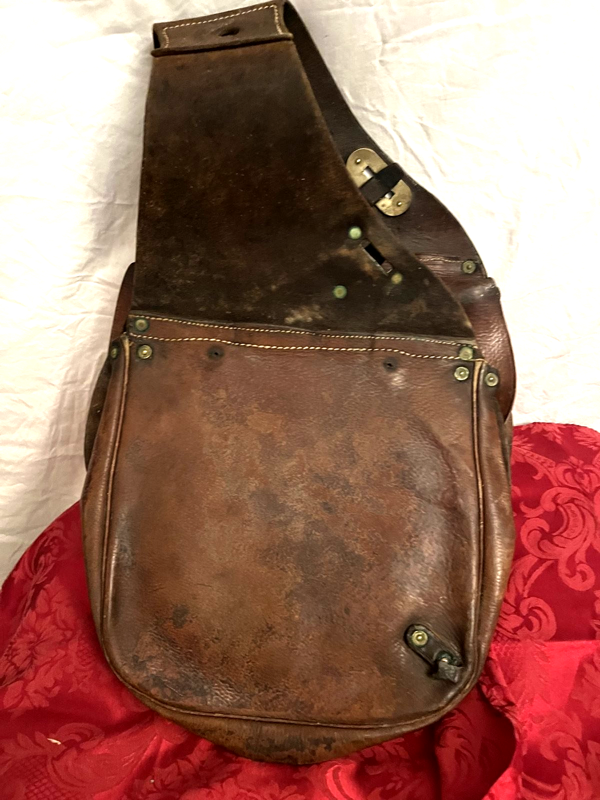 Original WW1 US McClellan Russet Leather Saddlebags Trooper Signed Cavalry Gear - Image 3