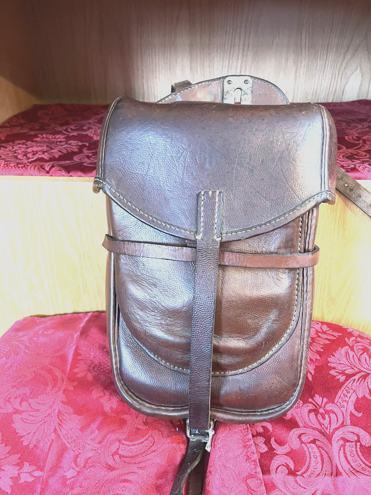 WW2 German Wehrmacht Cavalry Saddlebag Brown Leather JSO 1943 Eagle Stamped 5