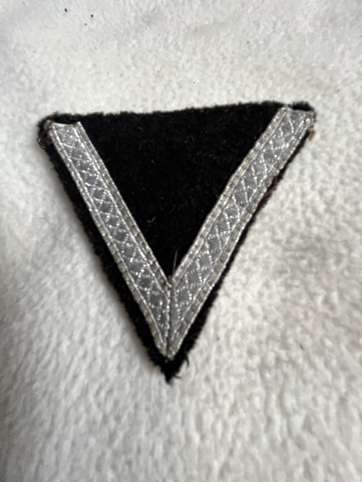 Original German WW2 Sturmmann Rank Patch Waffen Elite Black Wool M36 Silver Rank - Image 5