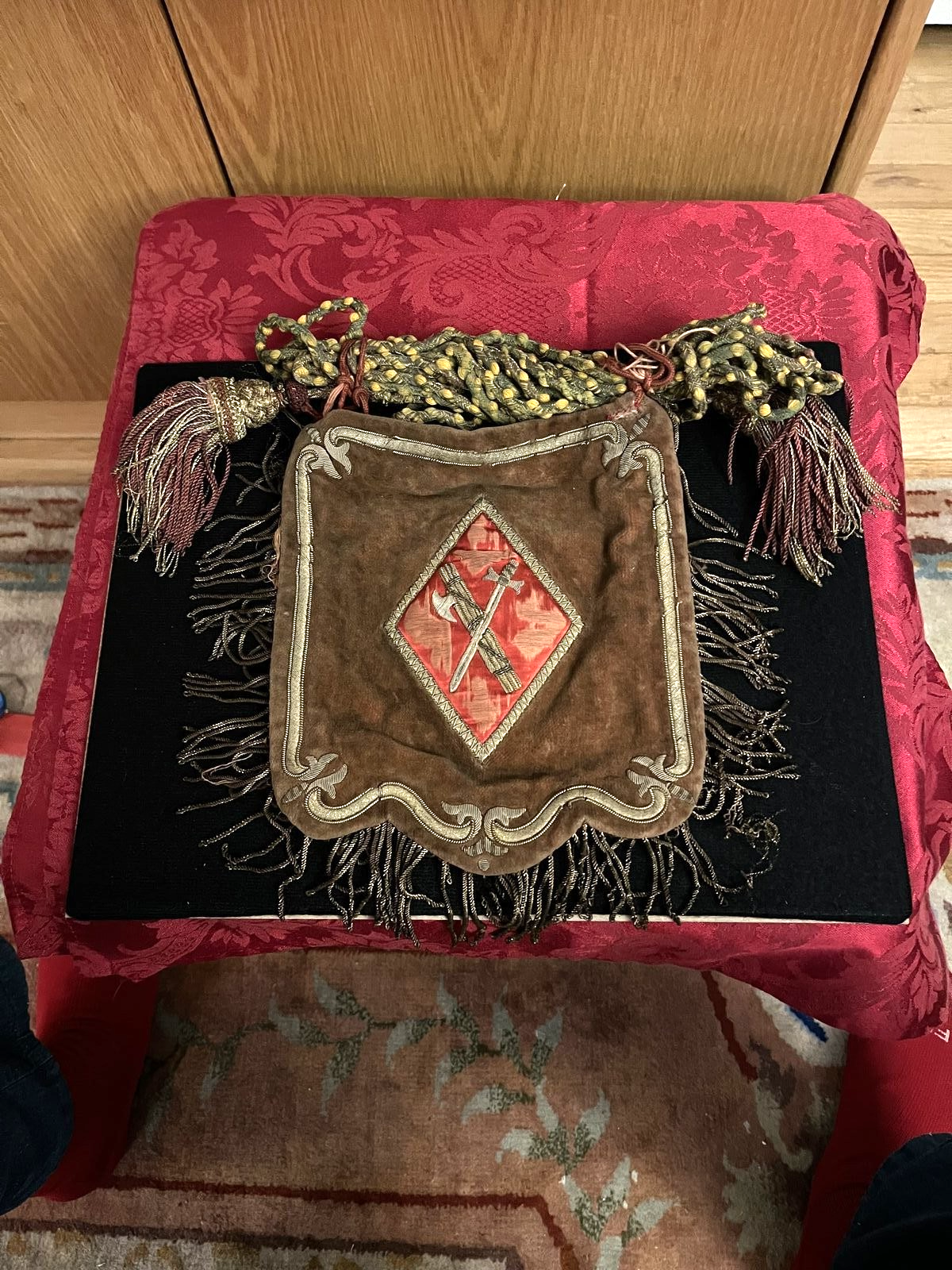 Mussolini Il Duce Trumpet Banner Guardia Pretoriana Personal Bodyguard Gold Silk - Image 2