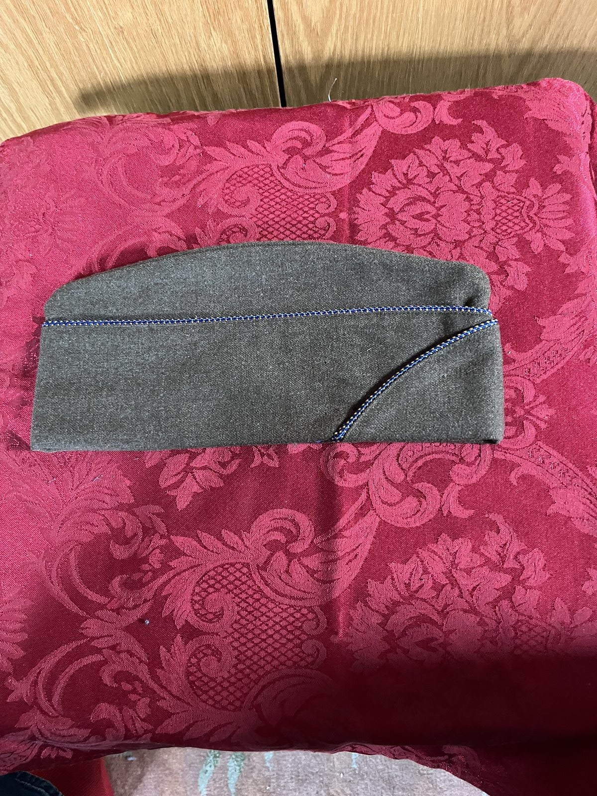 WW2 US Army Air Force AAF Officer Garrison Cap Sterling Wings Lewis Brown Wool 7 - Image 5