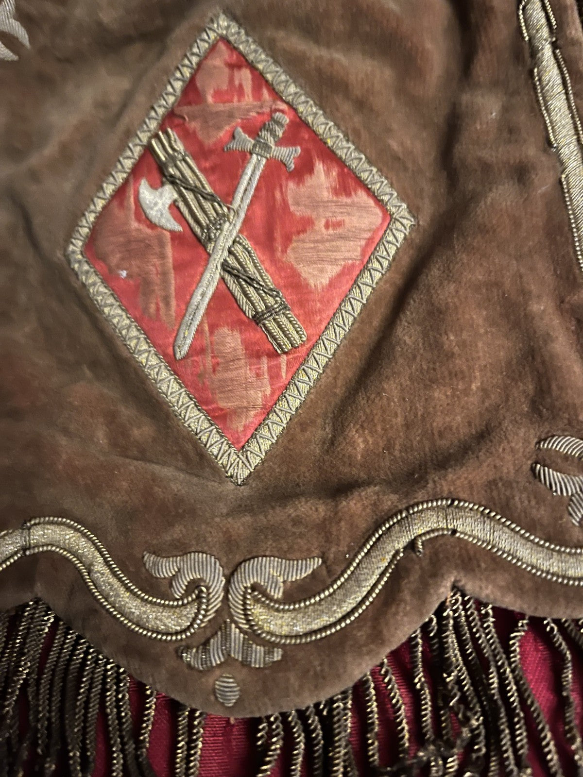 Mussolini Il Duce Trumpet Banner Guardia Pretoriana Personal Bodyguard Gold Silk - Image 11