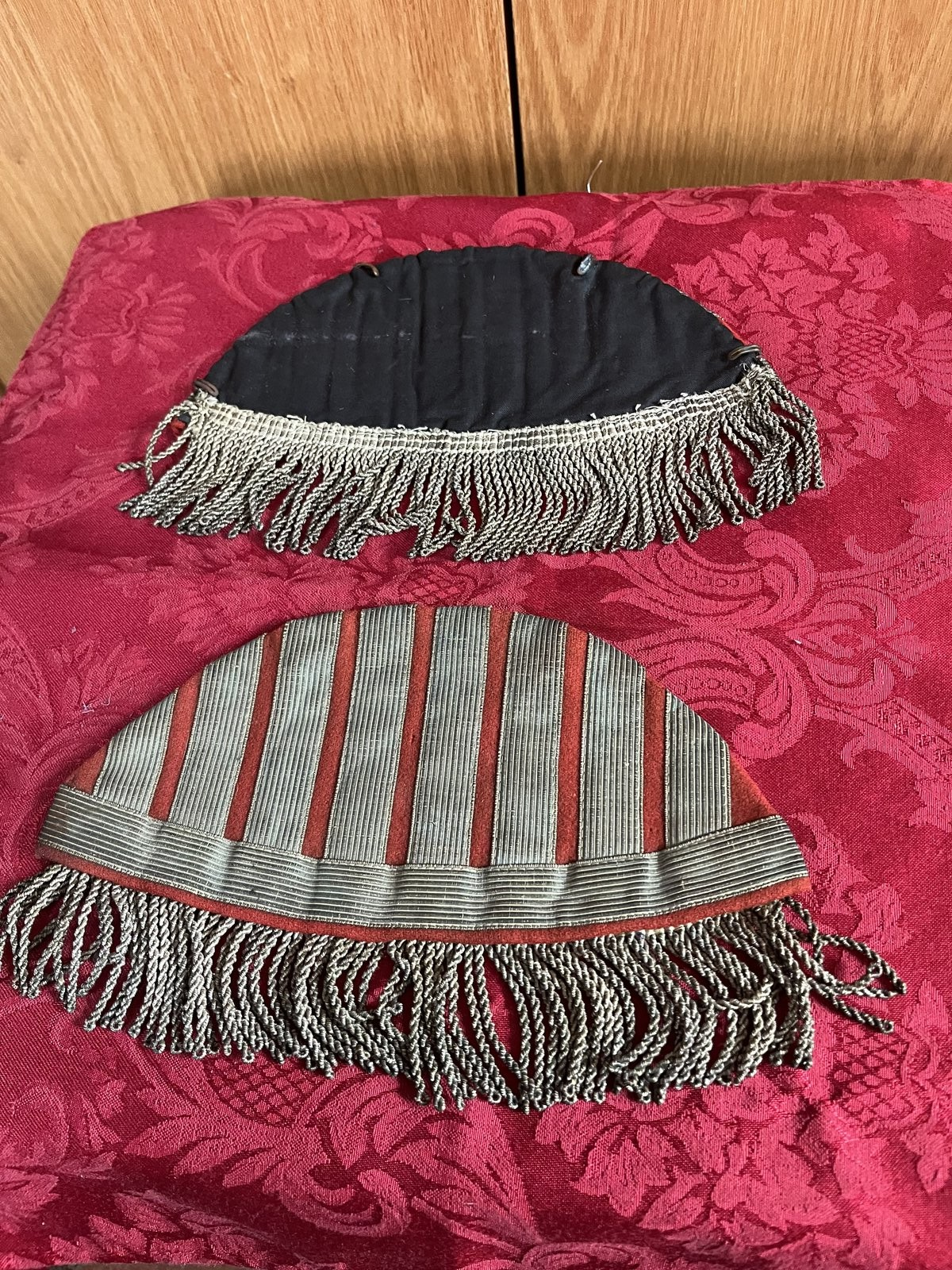 WW2 German Wehrmacht Drum Major Swallows Nest Shoulder Boards Bullion Red Wool - Image 4