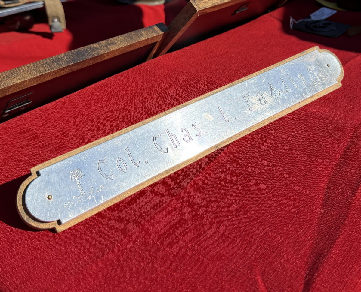 WW2 US Army Col Charles Faddis Mediterranean Infantry Desk Name Plaque PA WW1 - Image 2