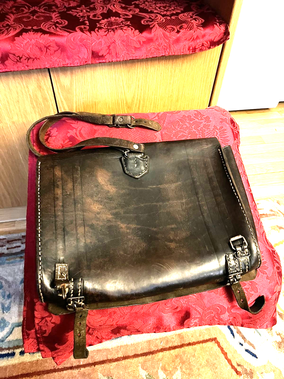 Pre-WW2 German Youth Leather School Bag Backpack Brown Tin Drum Movie Prop - Image 2