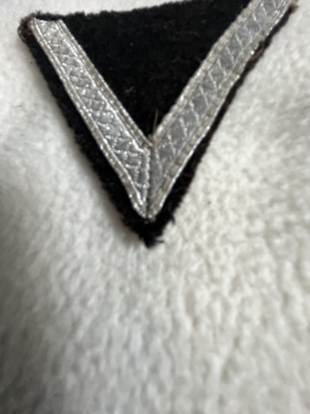 Original German WW2 Sturmmann Rank Patch Waffen Elite Black Wool M36 Silver Rank - Image 6