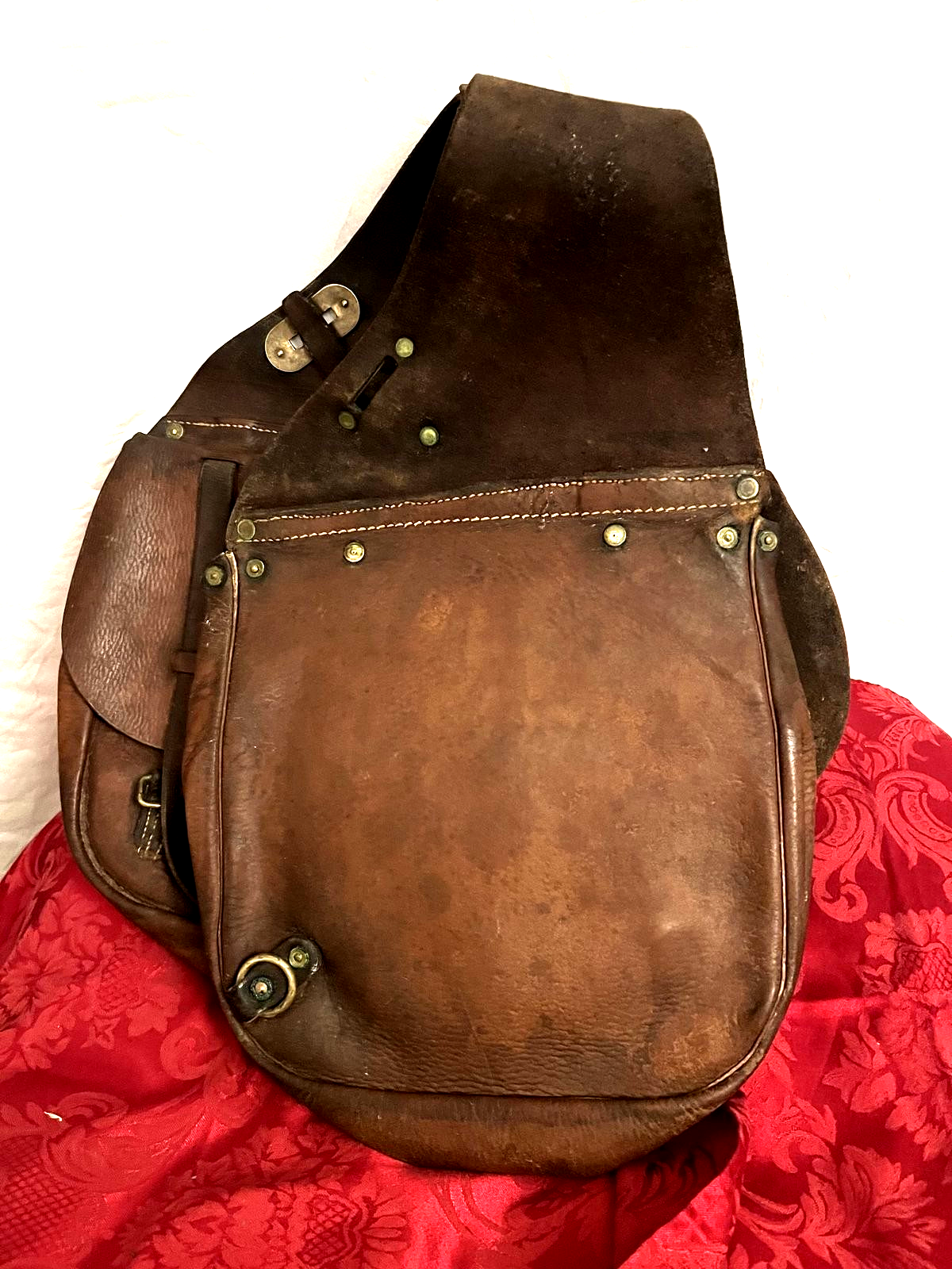 Original WW1 US McClellan Russet Leather Saddlebags Trooper Signed Cavalry Gear - Image 2