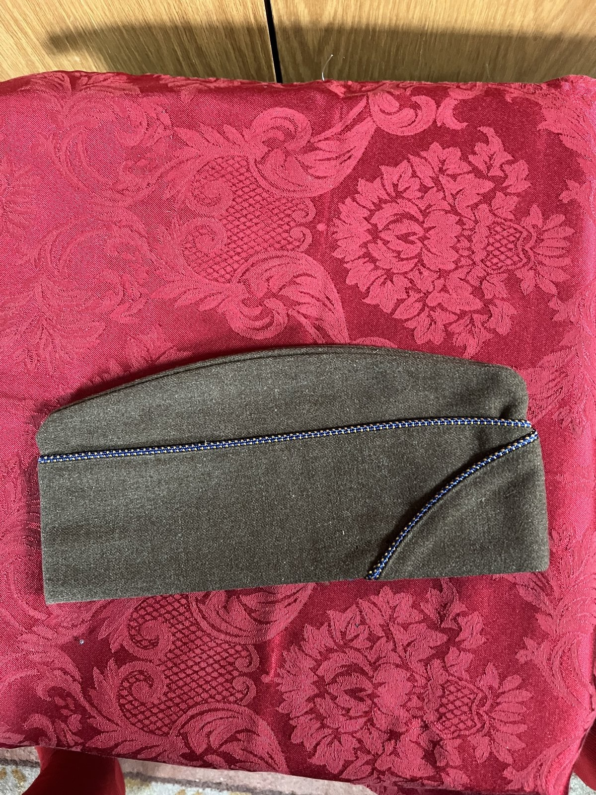 WW2 US Army Air Force AAF Officer Garrison Cap Sterling Wings Lewis Brown Wool 7 - Image 2