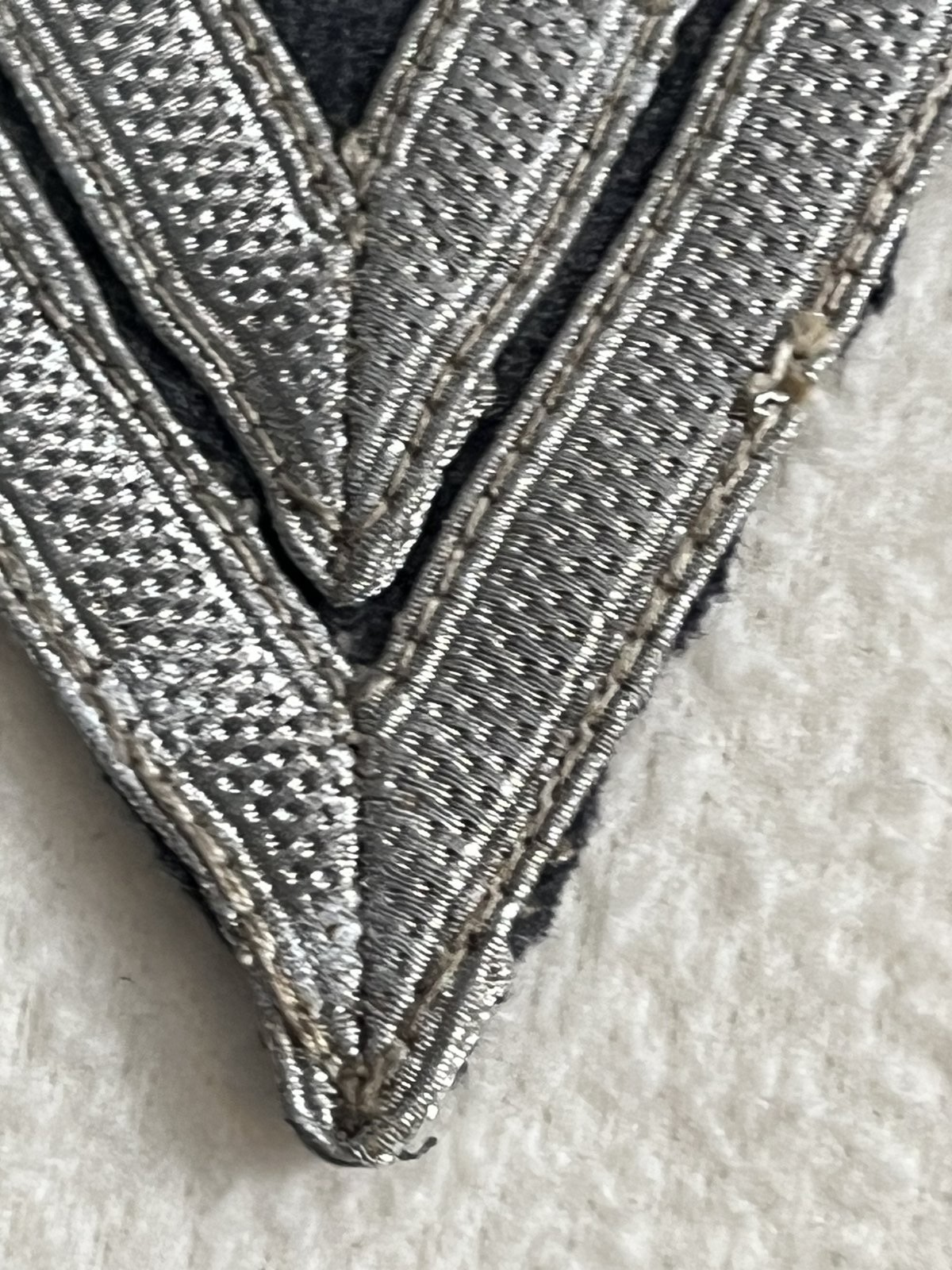 Original German WW2 Luftwaffe Sleeve Rank Patch Obergefreiter Wool Silver - Image 2