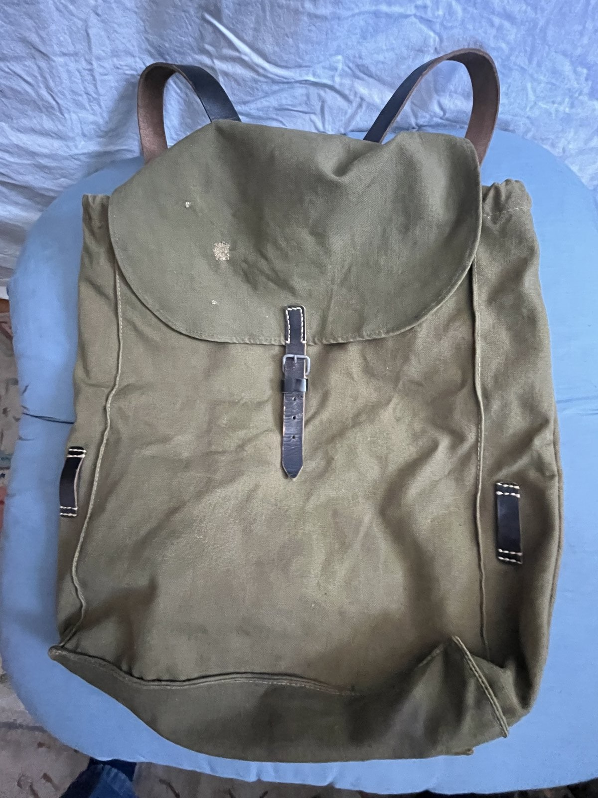 WW2 German Wehrmacht 1941 Olive Canvas Rucksack Backpack Maker Marked DAK Africa - Image 2