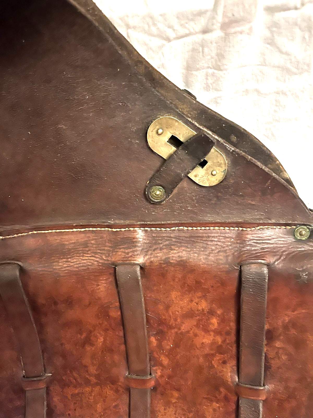 Original WW1 US McClellan Russet Leather Saddlebags Trooper Signed Cavalry Gear - Image 8