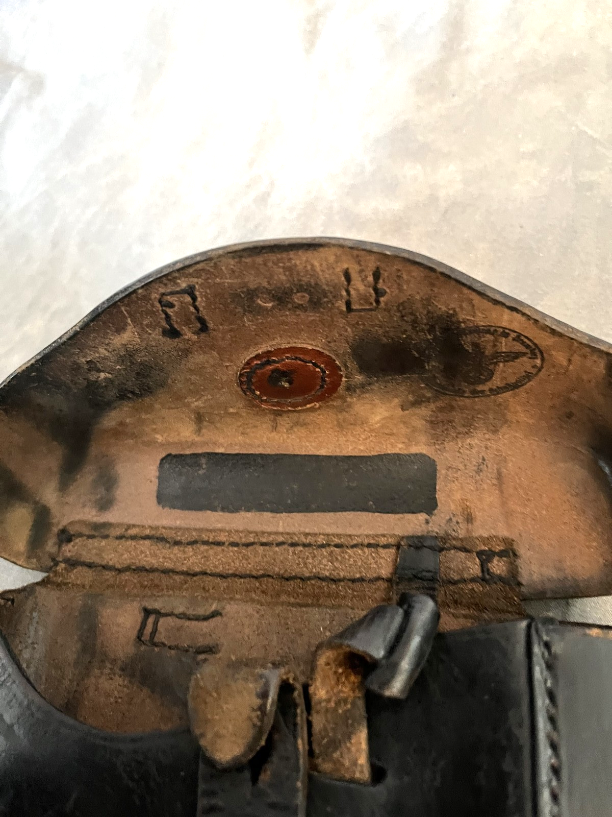 Original Belgian WW2 Browning Hi-Power P35 Black Leather Holster Mag Pouch 28739 - Image 8