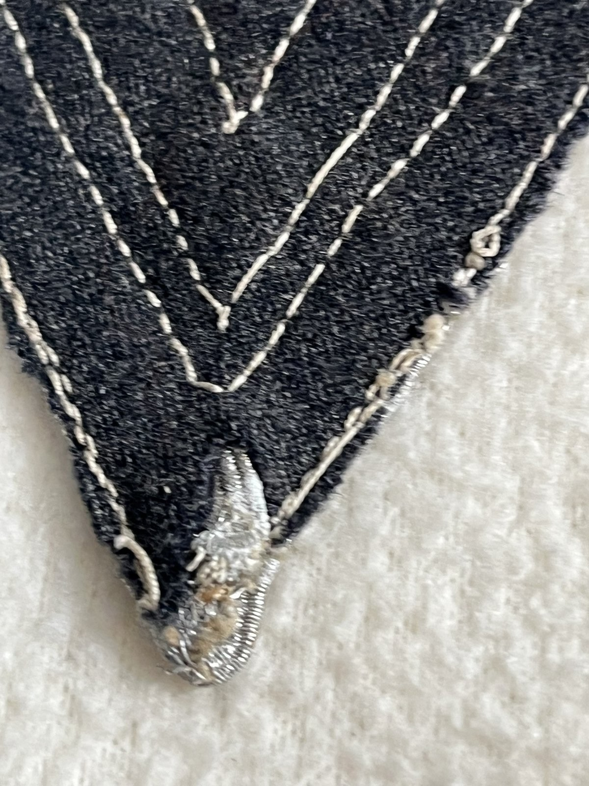 Original German WW2 Luftwaffe Sleeve Rank Patch Obergefreiter Wool Silver - Image 5