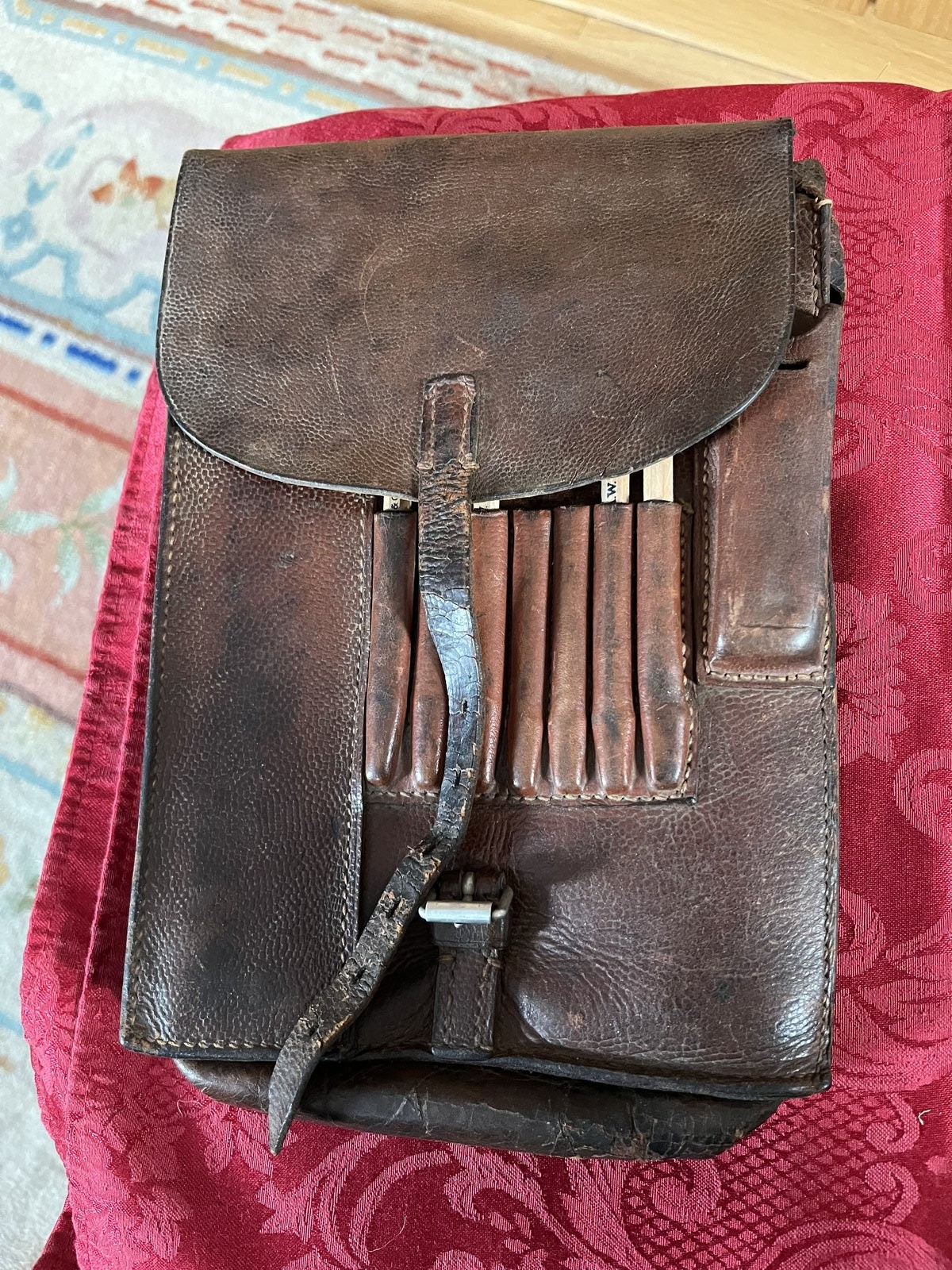 WW2 German Wehrmacht Officer Leather Map Case 1940 Field Map A.W. Faber Pencils