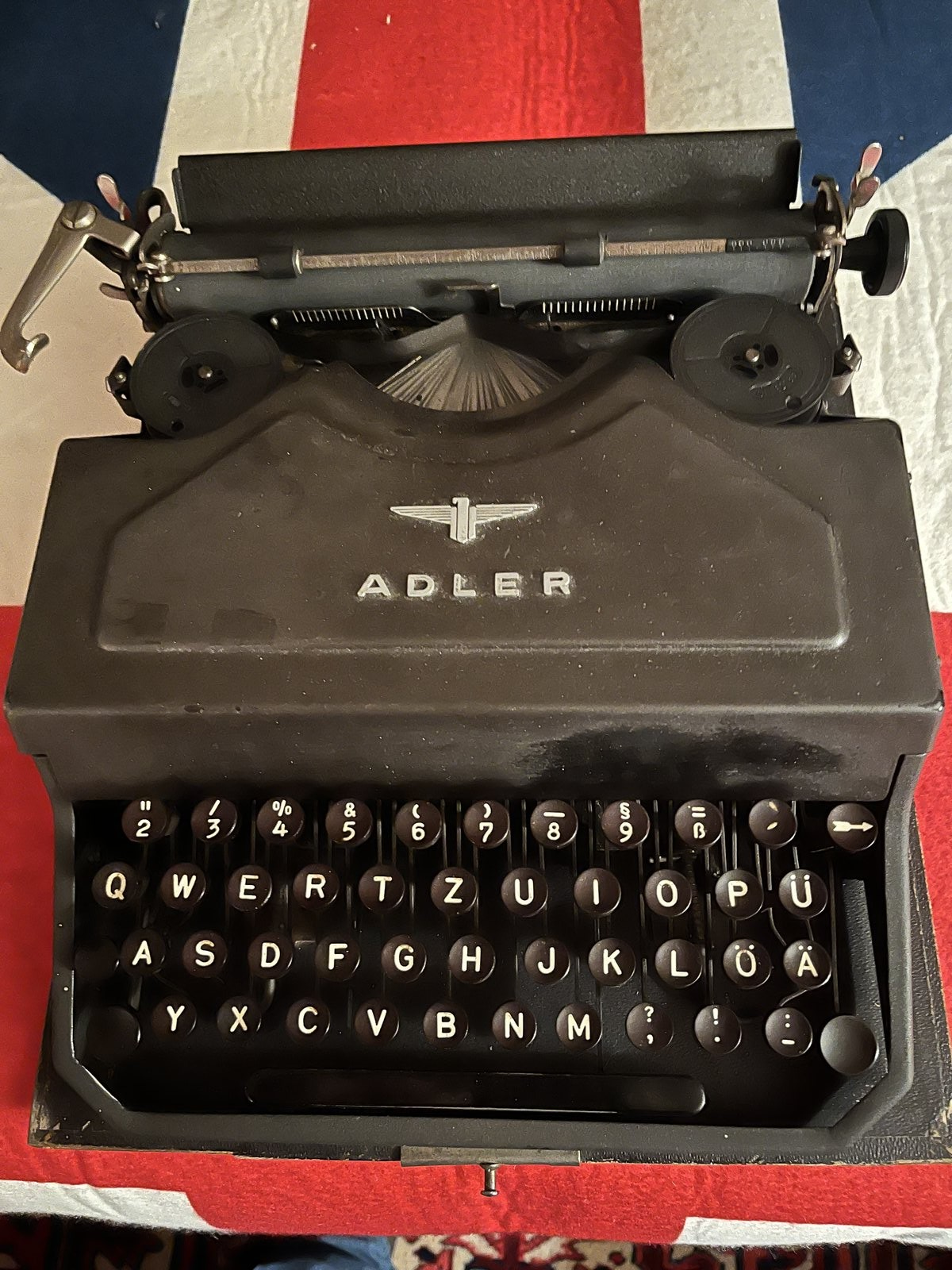Rare 1930s German Issued Adler Portable Typewriter Qwertz Keyboard Field Style